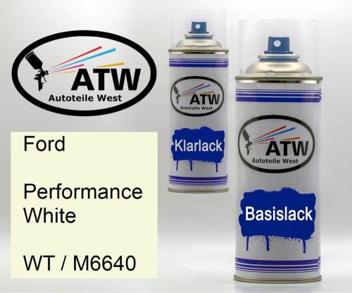 Ford, Performance White, WT / M6640: 400ml Sprühdose + 400ml Klarlack - Set, von ATW Autoteile West.